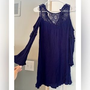 Off the shoulder, see through neck line, unique stitching sundress or shirt!